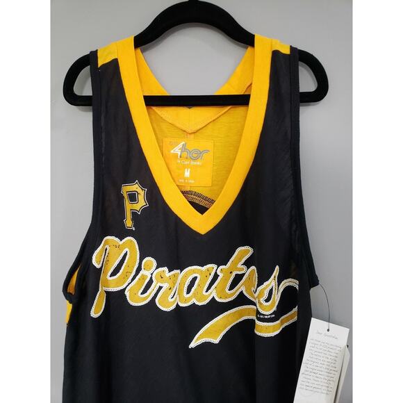 NEW NWT - Pittsburgh Pirates Fashion Tank Medium Med SPARKLY Gill Sports Black - Picture 5 of 6